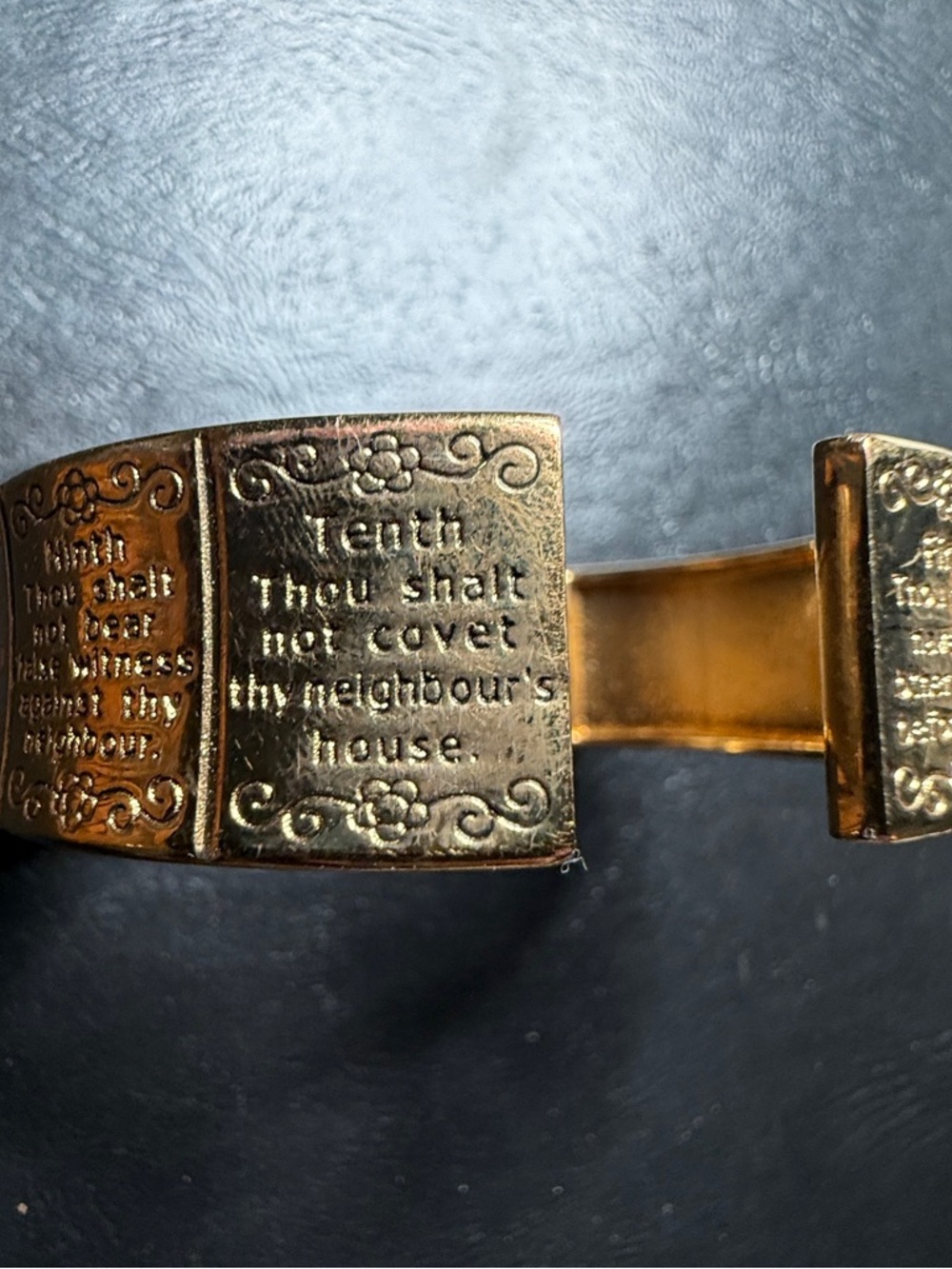 Genoa Ten Commandments Gold-Tone Rectangular Quartz Watch - Picture 2 of 3